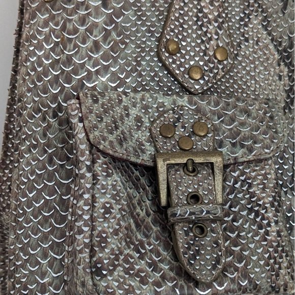 Vintage Snake Skin Pattern Top Handle Bag - Picture 5 of 7